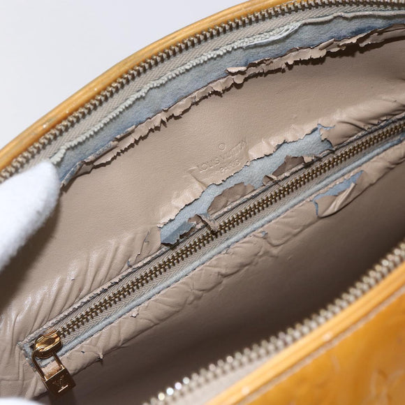 LOUIS VUITTON Monogram Vernis Houston Hand Bag Beige M91004 LV Auth bs30514