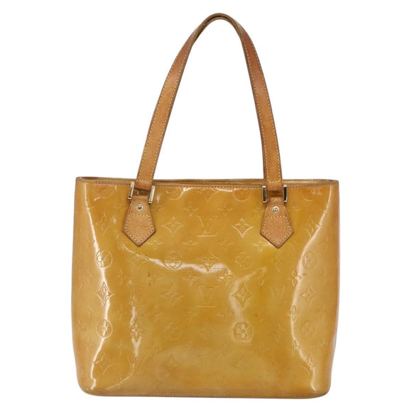 LOUIS VUITTON Monogram Vernis Houston Hand Bag Beige M91004 LV Auth bs30514