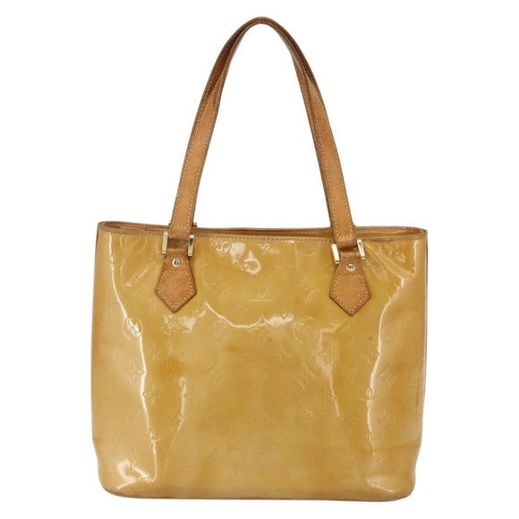 LOUIS VUITTON Monogram Vernis Houston Hand Bag Beige M91004 LV Auth bs30514