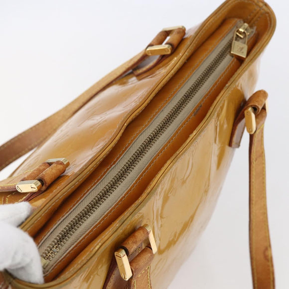 LOUIS VUITTON Monogram Vernis Houston Hand Bag Beige M91004 LV Auth bs30514