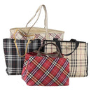 BURBERRY Burberry Nova Check Tote Bag Nylon 4 Set Beige Red black Auth bs30522-1