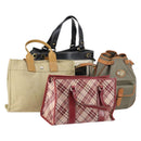 BURBERRY Burberry Nova Check Hand Bag Canvas PVC 4 Set Beige Red Auth bs30523-1