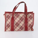 BURBERRY Burberry Nova Check Hand Bag Canvas PVC 4 Set Beige Red Auth bs30523-14