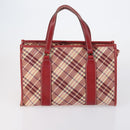 BURBERRY Burberry Nova Check Hand Bag Canvas PVC 4 Set Beige Red Auth bs30523-15