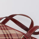 BURBERRY Burberry Nova Check Hand Bag Canvas PVC 4 Set Beige Red Auth bs30523-17