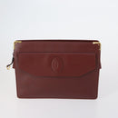 CARTIER Must Line Clutch Bag Leather 4 Set Bordeaux Gold Auth bs30524-2