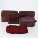 CARTIER Must Line Clutch Bag Leather 4 Set Bordeaux Gold Auth bs30524-23