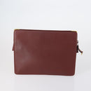 CARTIER Must Line Clutch Bag Leather 4 Set Bordeaux Gold Auth bs30524-3