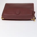 CARTIER Must Line Clutch Bag Leather 4 Set Bordeaux Gold Auth bs30524-4