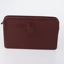 CARTIER Must Line Clutch Bag Leather 4 Set Bordeaux Gold Auth bs30524-7