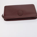 CARTIER Must Line Clutch Bag Leather 4 Set Bordeaux Gold Auth bs30524-9