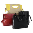 Salvatore Ferragamo Bag Leather Canvas Nylon 4 Set Black Red yellow Auth bs30526-1