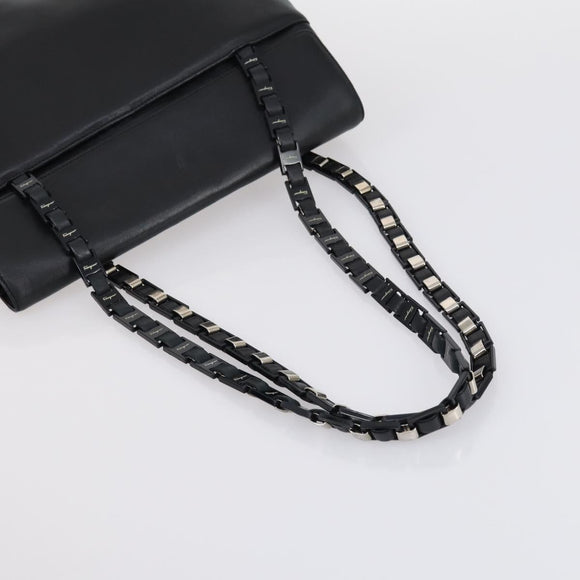 Salvatore Ferragamo Burberry Shoulder Bag Leather 4 Set Black Brown Auth bs30527