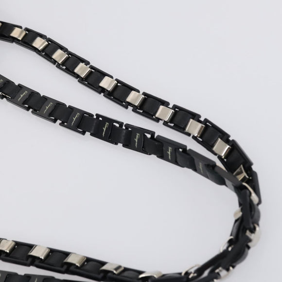 Salvatore Ferragamo Burberry Shoulder Bag Leather 4 Set Black Brown Auth bs30527