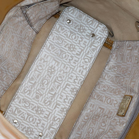 Salvatore Ferragamo Tote Bag PVC Nylon Leather 4 Set Brown Black Auth bs30529