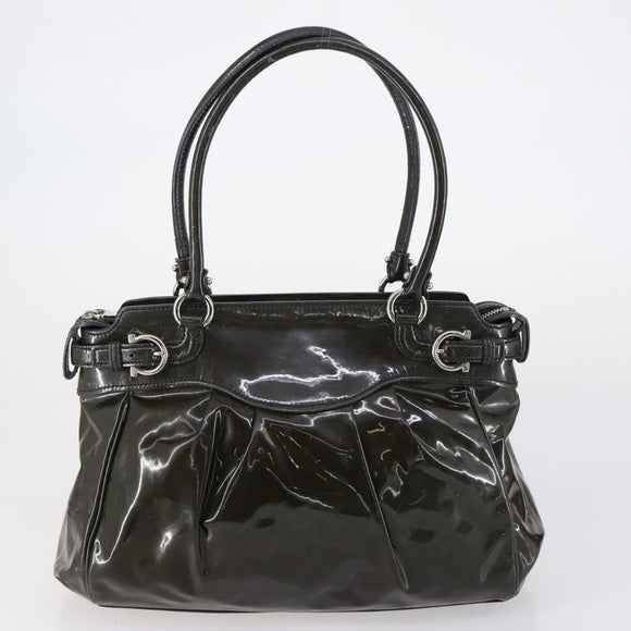 Salvatore Ferragamo Tote Bag PVC Nylon Leather 4 Set Brown Black Auth bs30529