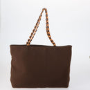 Salvatore Ferragamo Tote Bag PVC Nylon Leather 4 Set Brown Black Auth bs30529-3