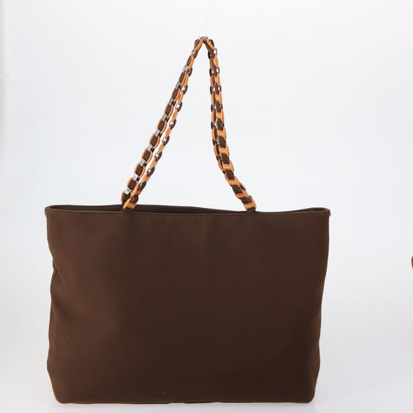 Salvatore Ferragamo Tote Bag PVC Nylon Leather 4 Set Brown Black Auth bs30529