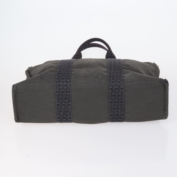 HERMES Tote Bag Canvas 4 Set Black Navy khaki Auth bs30530