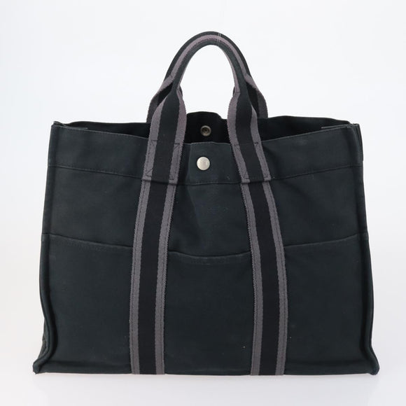 HERMES Tote Bag Canvas 4 Set Black Navy khaki Auth bs30530