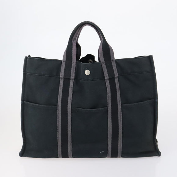 HERMES Tote Bag Canvas 4 Set Black Navy khaki Auth bs30530