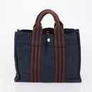 HERMES Tote Bag Canvas 4 Set Black Navy khaki Auth bs30530-21