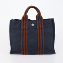 HERMES Tote Bag Canvas 4 Set Black Navy khaki Auth bs30530-22
