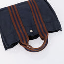HERMES Tote Bag Canvas 4 Set Black Navy khaki Auth bs30530-23