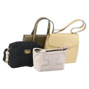 BALLY Shoulder Bag Nylon Leather 4 Set Beige Black Auth bs30531-1
