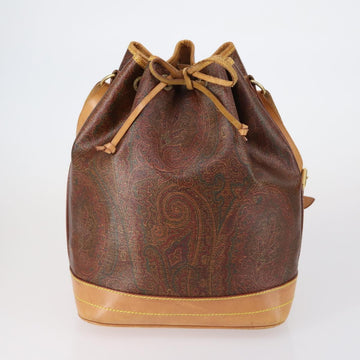 ETRO Paisley Shoulder Bag Nylon PVC 5 Set Beige Brown Auth bs30532 - 0