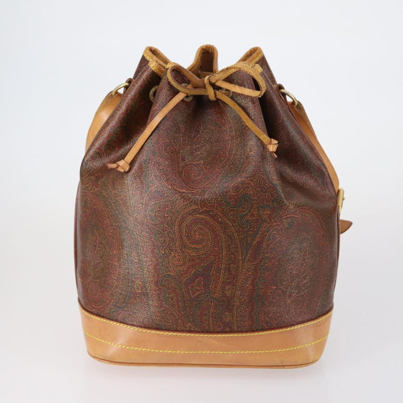 ETRO Paisley Shoulder Bag Nylon PVC 5 Set Beige Brown Auth bs30532