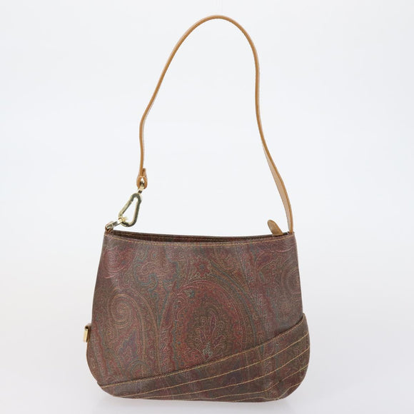 ETRO Paisley Shoulder Bag Nylon PVC 5 Set Beige Brown Auth bs30532