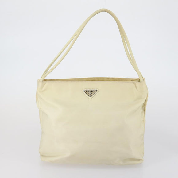 PRADA Tote Bag Nylon Leather 3 Set Beige Black Auth bs30533