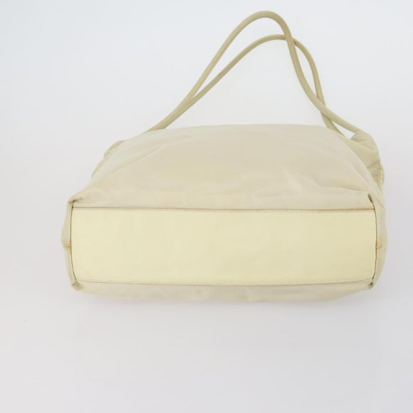 PRADA Tote Bag Nylon Leather 3 Set Beige Black Auth bs30533