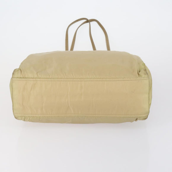 PRADA Tote Bag Nylon Leather 3 Set Beige Black Auth bs30533