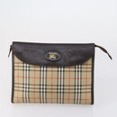 Burberrys Burberry Nova Check Bag Canvas Leather 5 Set Beige Black Auth bs30534-17