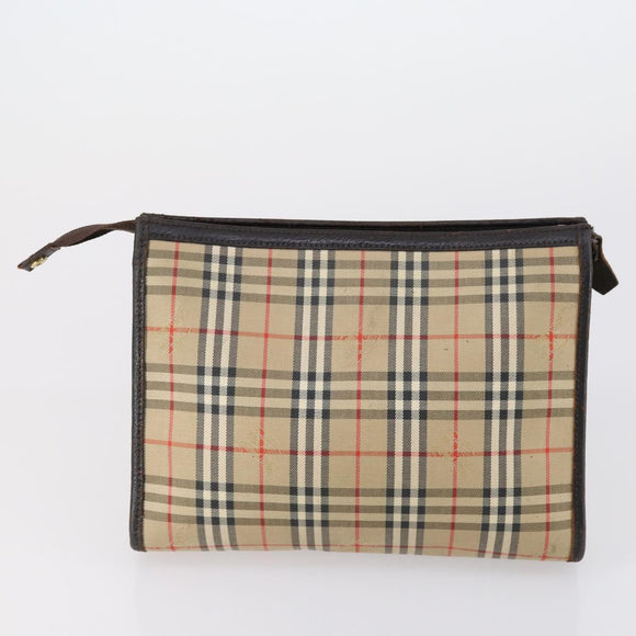 Burberrys Burberry Nova Check Bag Canvas Leather 5 Set Beige Black Auth bs30534