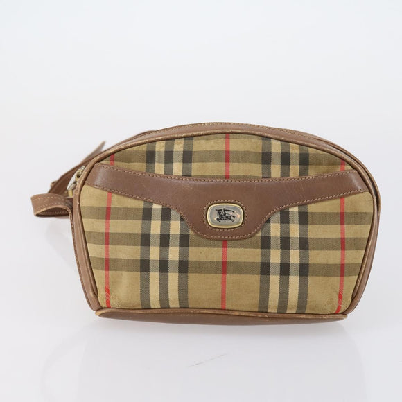 Burberrys Burberry Nova Check Bag Canvas Leather 5 Set Beige Black Auth bs30534