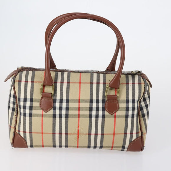 Burberrys Burberry Nova Check Bag Canvas Leather 5 Set Beige Black Auth bs30534