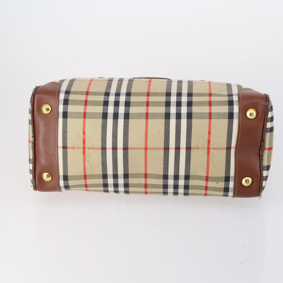 Burberrys Burberry Nova Check Bag Canvas Leather 5 Set Beige Black Auth bs30534