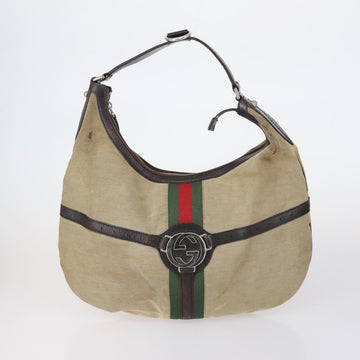 GUCCI Hand Bag Canvas nylon 4 Set Beige Black Green Auth bs30536 - 0