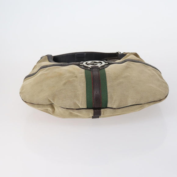 GUCCI Hand Bag Canvas nylon 4 Set Beige Black Green Auth bs30536