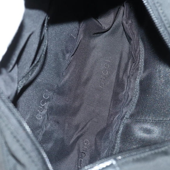 GUCCI Bamboo Hand Bag Nylon Leather 4 Set Black White Auth bs30537