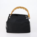 GUCCI Bamboo Hand Bag Nylon Leather 4 Set Black White Auth bs30537-19