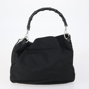 GUCCI Bamboo Hand Bag Nylon Leather 4 Set Black White Auth bs30537 - 0