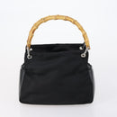 GUCCI Bamboo Hand Bag Nylon Leather 4 Set Black White Auth bs30537-20