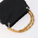 GUCCI Bamboo Hand Bag Nylon Leather 4 Set Black White Auth bs30537-21