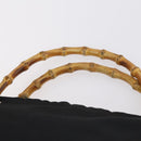 GUCCI Bamboo Hand Bag Nylon Leather 4 Set Black White Auth bs30537-22