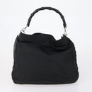 GUCCI Bamboo Hand Bag Nylon Leather 4 Set Black White Auth bs30537-3
