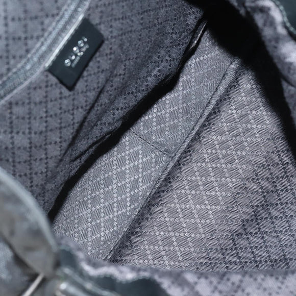 GUCCI Bamboo Hand Bag Nylon Leather 4 Set Black White Auth bs30537